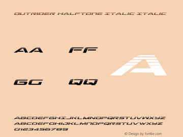 Outrider Halftone Italic Italic Version 2.00 July 14, 2016 Font Sample