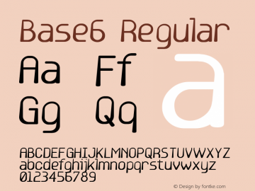 Base6 Regular 1999; 1.1 Font Sample