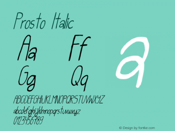 Prosto Italic Version 001.000 Font Sample