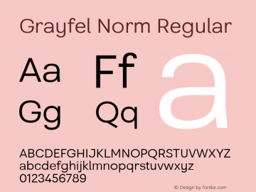 Grayfel Norm Regular Version 1.000 Font Sample
