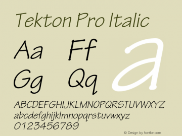 TektonPro-Obl Version 2.020;PS 2.000;hotconv 1.0.51;makeotf.lib2.0.18671 Font Sample