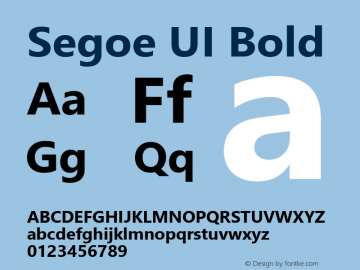 Segoe UI Bold Version 5.30 Font Sample