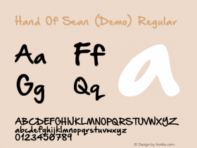 Hand Of Sean (Demo) Version 1.1 September 30, 2013 Font Sample