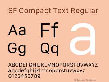 SF Compact Text Version 1.00 April 2, 2017, initial release Font Sample