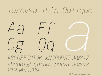 Iosevka Thin Oblique 1.12.3; ttfautohint (v1.6) Font Sample