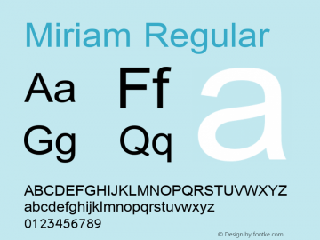 Miriam Regular Version 5.10 Font Sample