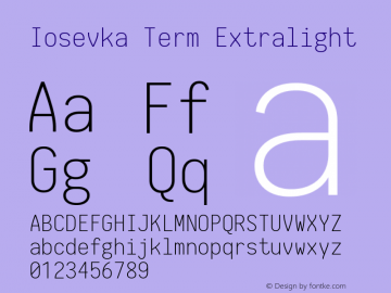 Iosevka Term Extralight 1.12.3; ttfautohint (v1.6)图片样张