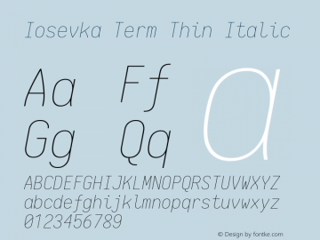 Iosevka Term Thin Italic 1.12.3; ttfautohint (v1.6)图片样张