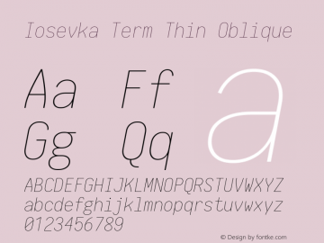 Iosevka Term Thin Oblique 1.12.3; ttfautohint (v1.6)图片样张