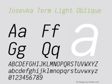 Iosevka Term Light Oblique 1.12.3; ttfautohint (v1.6)图片样张