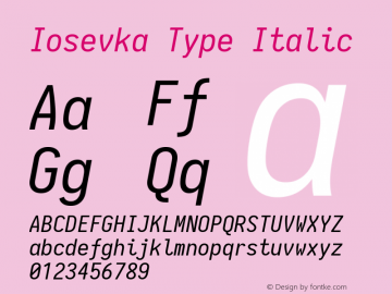 Iosevka Type Italic 1.12.3; ttfautohint (v1.6)图片样张