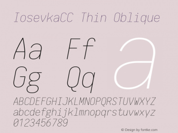 IosevkaCC Thin Oblique 1.12.3; ttfautohint (v1.6) Font Sample