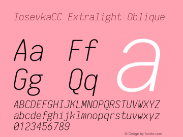 IosevkaCC Extralight Oblique 1.12.3; ttfautohint (v1.6) Font Sample
