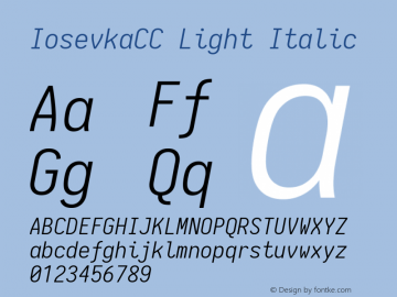 IosevkaCC Light Italic 1.12.3; ttfautohint (v1.6) Font Sample