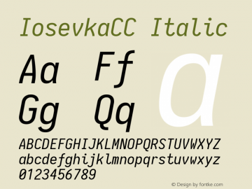 IosevkaCC Italic 1.12.3; ttfautohint (v1.6) Font Sample