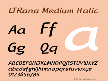 LTRana Medium Italic 24.08.1997 Font Sample