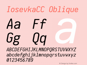 IosevkaCC Oblique 1.12.3; ttfautohint (v1.6) Font Sample