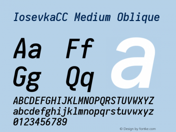 IosevkaCC Medium Oblique 1.12.3; ttfautohint (v1.6) Font Sample