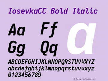 IosevkaCC Bold Italic 1.12.3; ttfautohint (v1.6) Font Sample