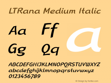 LTRana Medium Italic Version 2.0 Font Sample