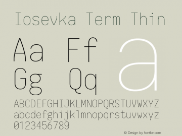 Iosevka Term Thin 1.12.3; ttfautohint (v1.6)图片样张