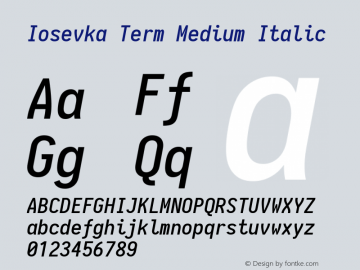 Iosevka Term Medium Italic 1.12.3; ttfautohint (v1.6)图片样张