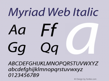 Myriad Web Italic Version 1.00图片样张