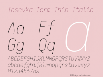 Iosevka Term Thin Italic 1.12.3; ttfautohint (v1.6)图片样张