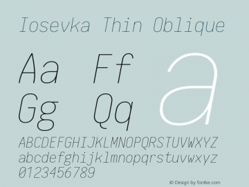 Iosevka Thin Oblique 1.12.3; ttfautohint (v1.6) Font Sample