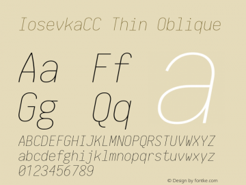 IosevkaCC Thin Oblique 1.12.3; ttfautohint (v1.6) Font Sample