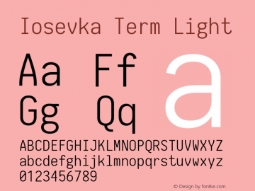 Iosevka Term Light 1.12.3; ttfautohint (v1.6)图片样张