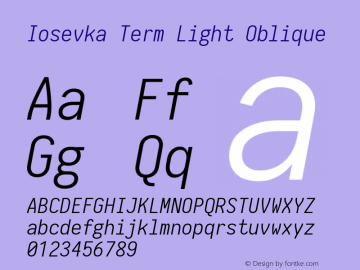 Iosevka Term Light Oblique 1.12.3; ttfautohint (v1.6)图片样张