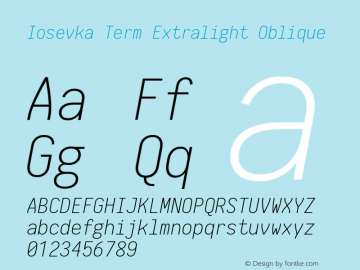Iosevka Term Extralight Oblique 1.12.3; ttfautohint (v1.6)图片样张