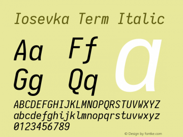 Iosevka Term Italic 1.12.3; ttfautohint (v1.6)图片样张