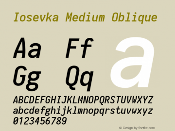 Iosevka Medium Oblique 1.12.3; ttfautohint (v1.6) Font Sample