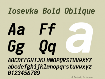 Iosevka Bold Oblique 1.12.3; ttfautohint (v1.6)图片样张
