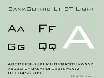 BankGothic Lt BT Light mfgpctt-v4.4 Dec 22 1998图片样张