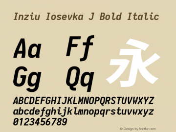 Inziu Iosevka J Bold Italic Version 1.12.3 Font Sample