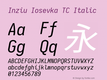 Inziu Iosevka TC Italic Version 1.12.3 Font Sample