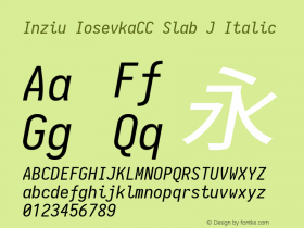 Inziu IosevkaCC Slab J Italic Version 1.12.3图片样张