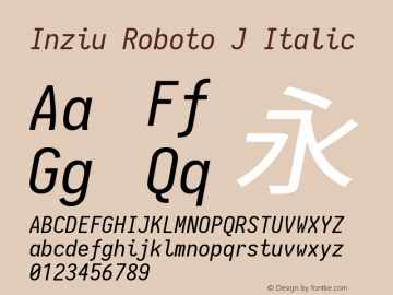 Inziu Roboto J Italic Version 1.12.3图片样张