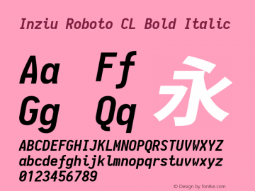 Inziu Roboto CL Bold Italic Version 1.12.3图片样张