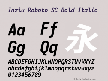 Inziu Roboto SC Bold Italic Version 1.12.3图片样张