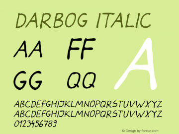 Darbog Italic Version 001.000 Font Sample