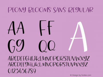 Peony Blooms Sans Version 1.0 Font Sample