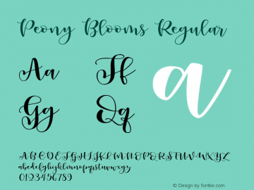Peony Blooms Version 1.0 Font Sample