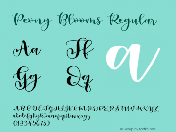 Peony Blooms Version 1.0 Font Sample