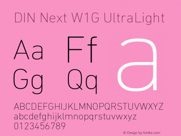 DINNextW1G-UltraLight Version 1.00;com.myfonts.linotype.din-next.w1g-ultralight.wfkit2.3KnN图片样张