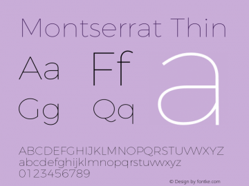 Montserrat-Thin Version 4.000 Font Sample
