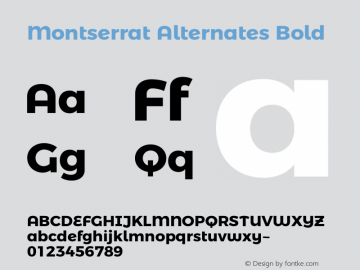 Montserrat Alternates Bold Version 4.000 Font Sample